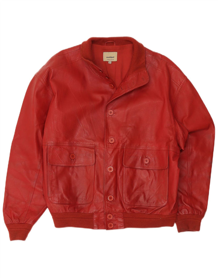 Conbipel Mens Leather Jacket IT 52 Large Red Leather