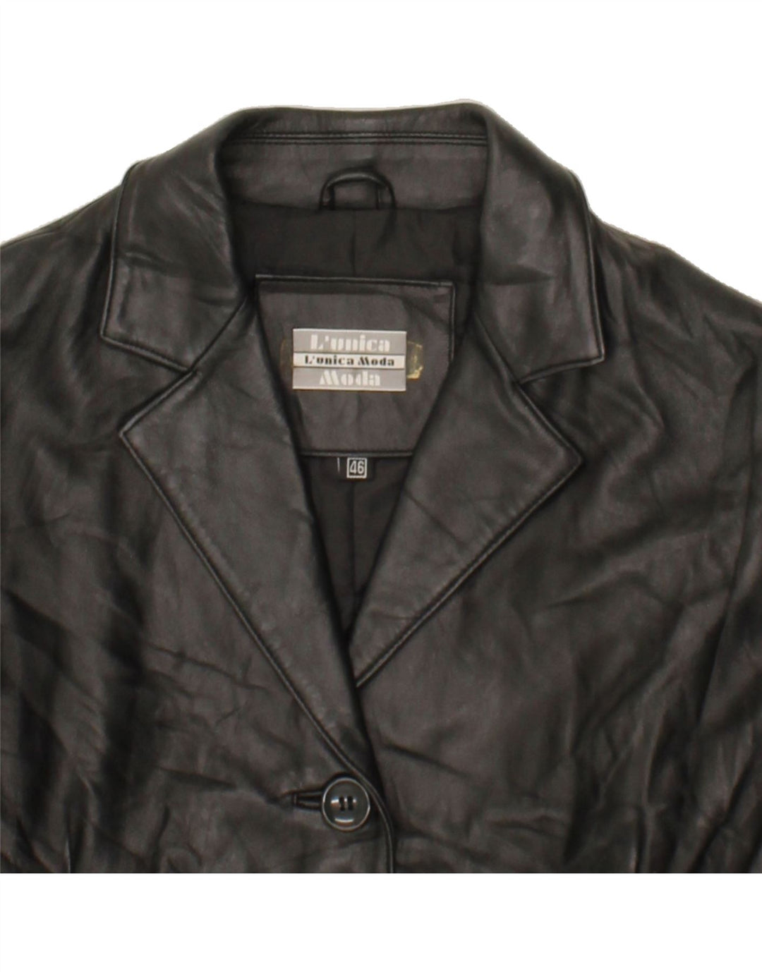 VINTAGE Womens Leather Coat IT 46 Large Black Leather Vintage Vintage and Second-Hand Vintage from Messina Hembry 