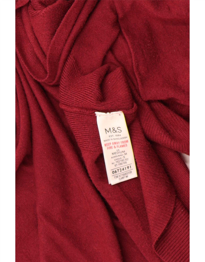 Marks & Spencer Womens Longline Open Cardigan Sweater UK 14 Medium Burgundy