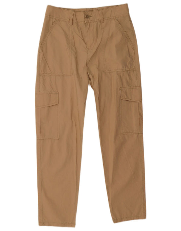 Benetton Womens Crop Cargo Trousers UK 6 XS W28 L25 Beige Cotton