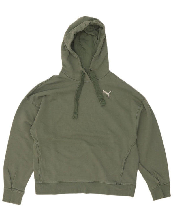Puma Womens Hoodie Jumper UK 14 Medium Green Cotton