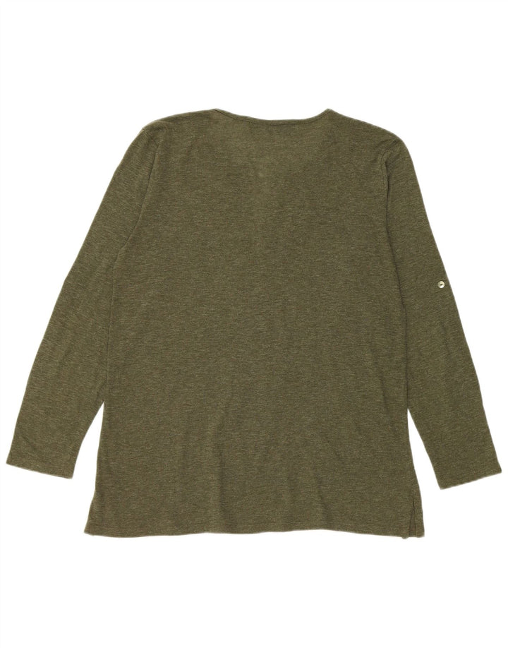 Zara Dame Top Langærmet UK 16 Stor Grøn Flecked