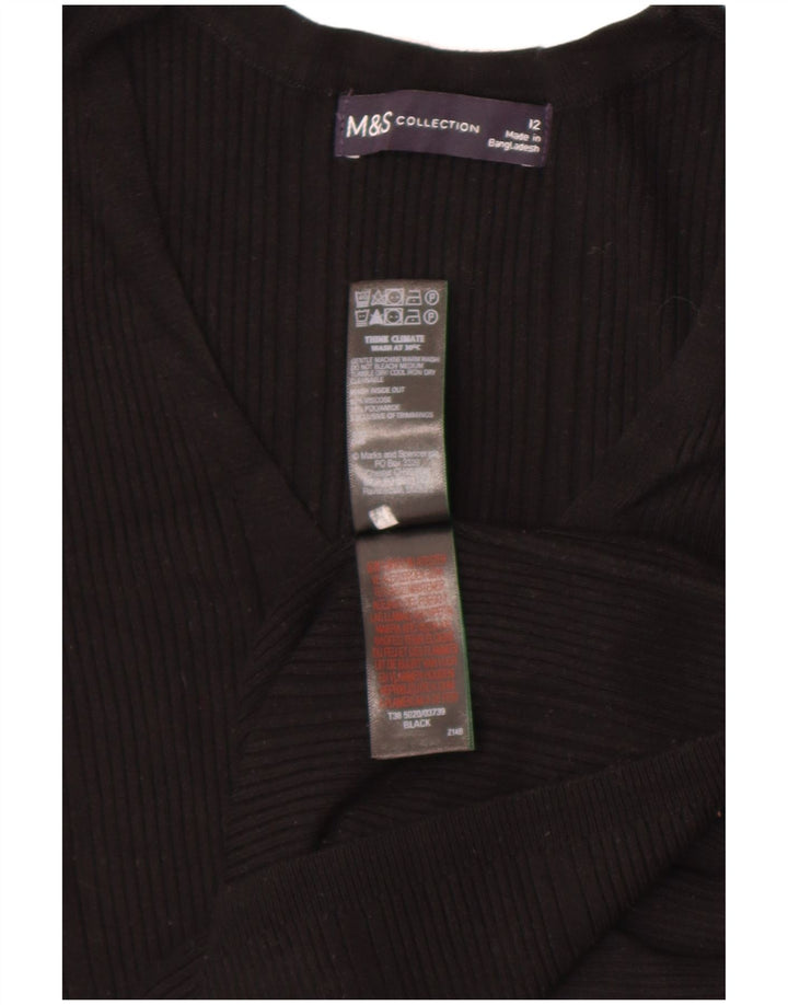 Marks & Spencer Dame V-hals sweater UK 12 Medium Black Viscose