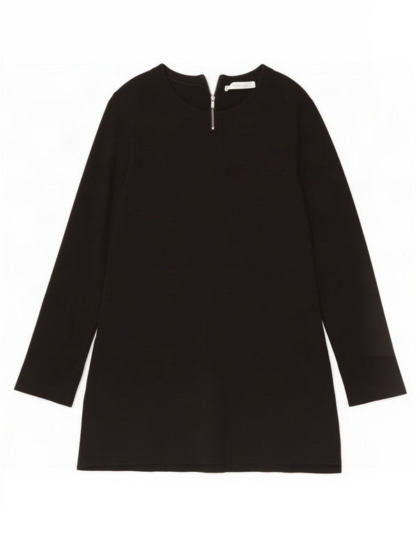 Zara Womens Long Sleeve Jumper Dress UK 14 Large Black