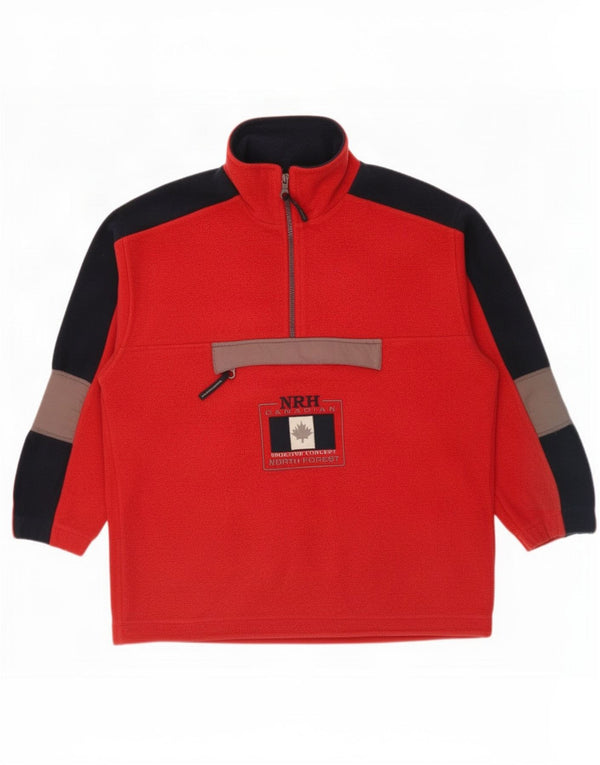 Maglione in pile F.LLI Campagnolo da uomo con zip e collo XL rosso color block