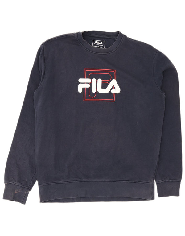 Fila Hombre Graphic Sudadera Jumper Small Azul Marino Algodón
