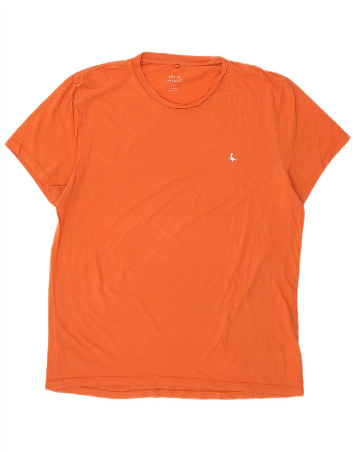 JACK WILLS Mens T-Shirt Top Large Orange Cotton
