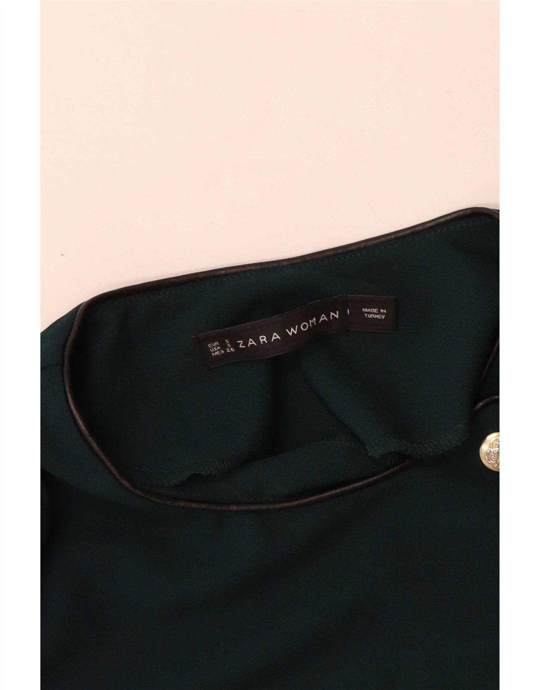 Zara Dame Langærmet Skede Kjole UK 10 Lille Grøn Polyester