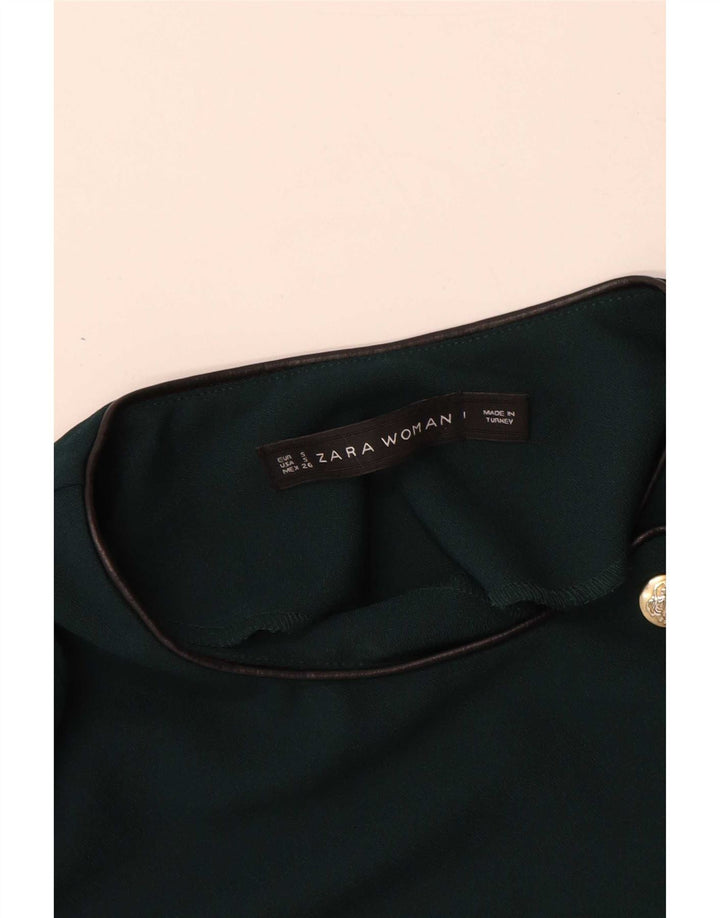 Zara Dame Langærmet Skede Kjole UK 10 Lille Grøn Polyester