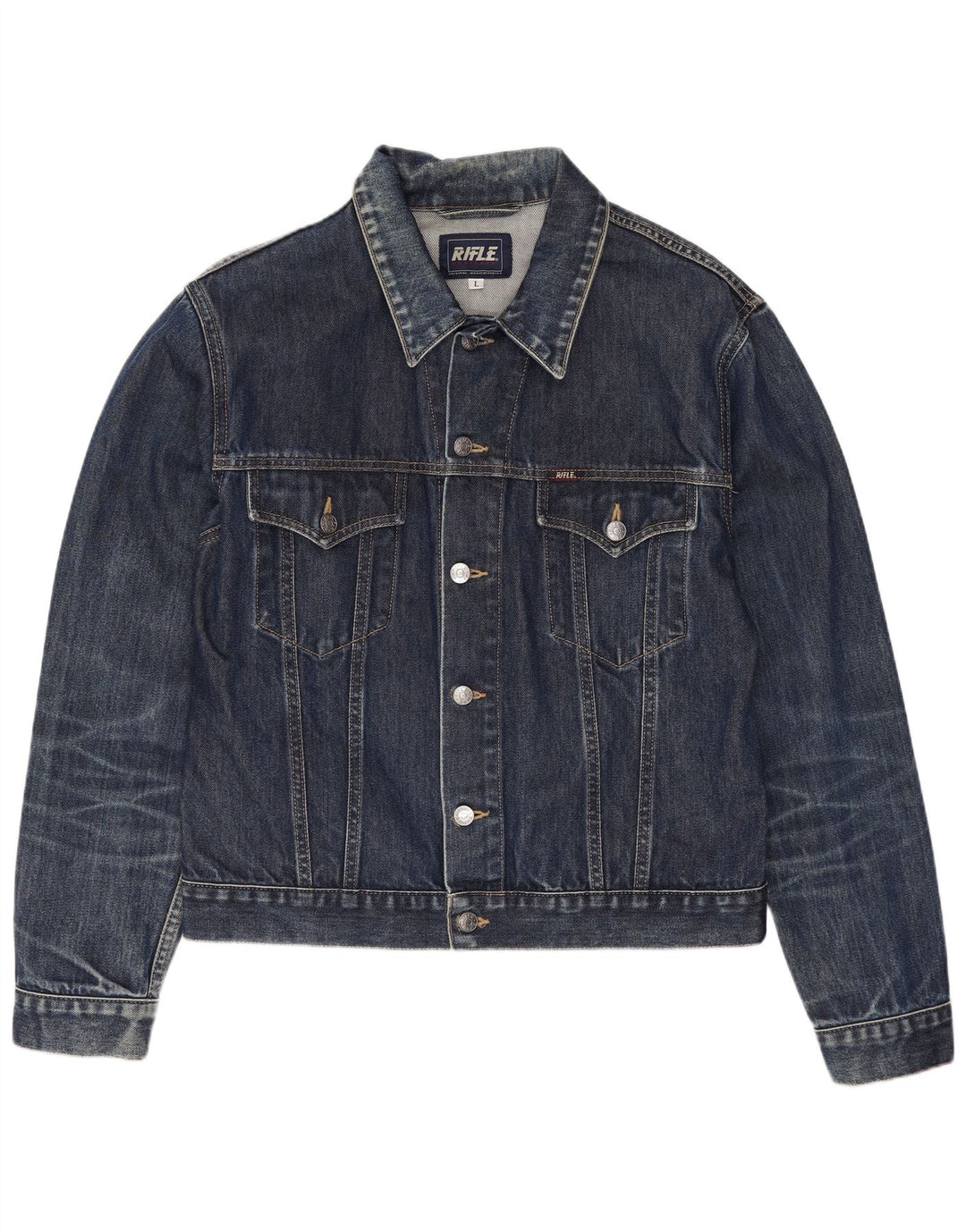Rifle Mens Denim Jacket UK 40 Large Blue Cotton