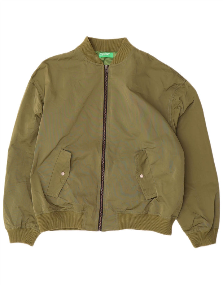 BENETTON Bomberjacke für Jungen, 13–14 Jahre, XL, grünes Polyester