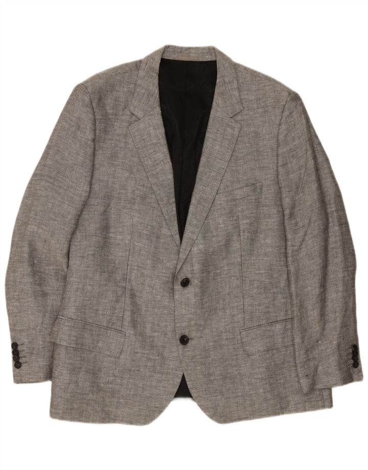 Hugo Boss férfi 2 gombos blézerkabát EU 62 6XL szürke vászon
