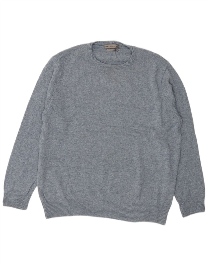 Maglione maglione girocollo da uomo Marks & Spencer XL lana blu