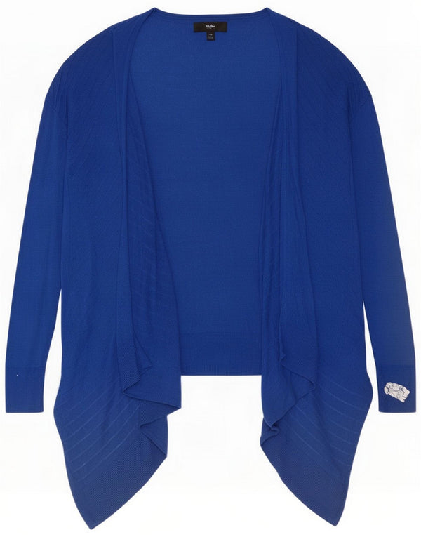 Mossimo Maglione cardigan aperto asimmetrico da donna UK 16 Large Blue Nylon