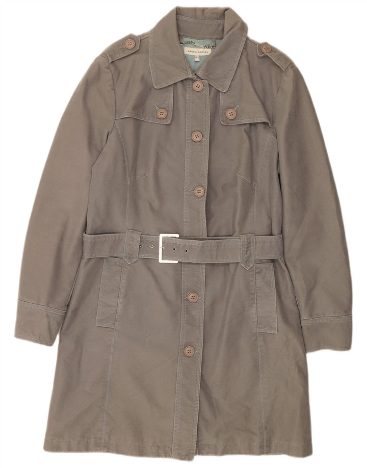Laura Ashley Womens Trench Coat UK 14 Large Grey Cotton