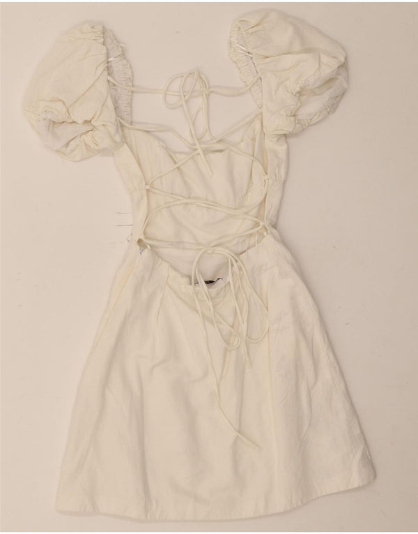 Zara Womens Cutout Off Shoulder Dress UK 4 XS White Viscose