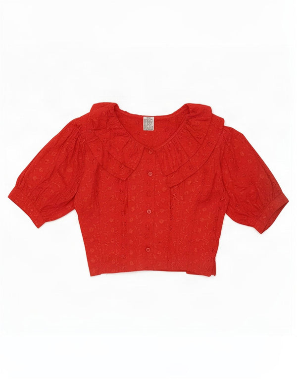 C&A blusa feminina com babados na frente manga 3/4 UE 34/36 XS vermelho floral