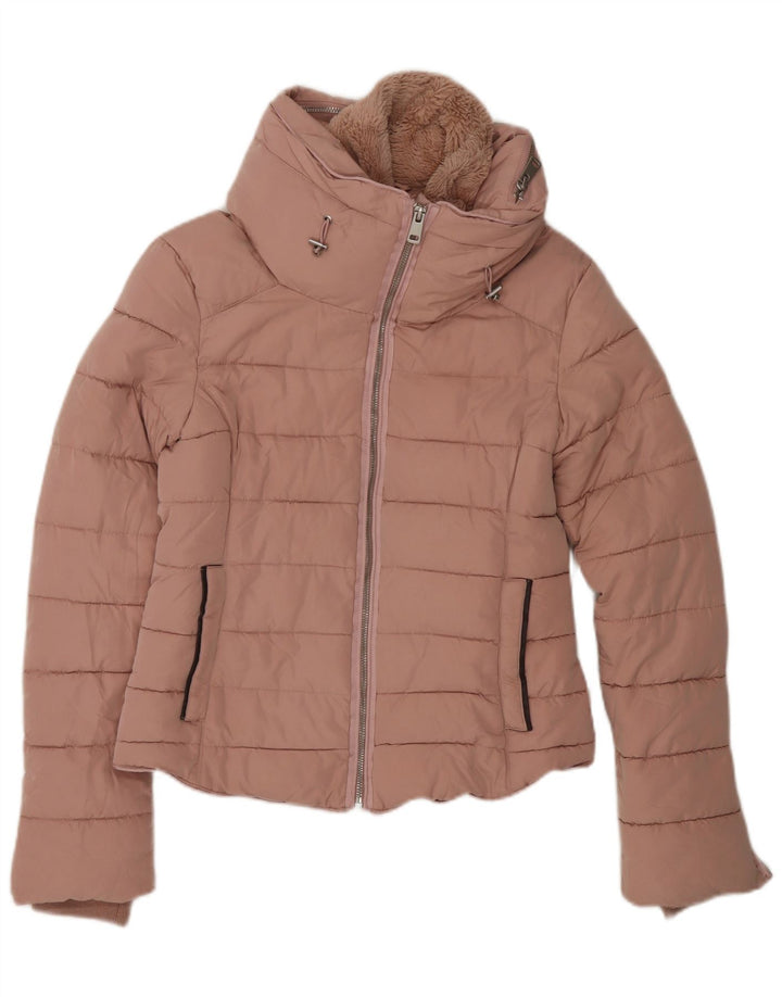Zara Womens Crop Padded Jacket UK 10 Small Pink