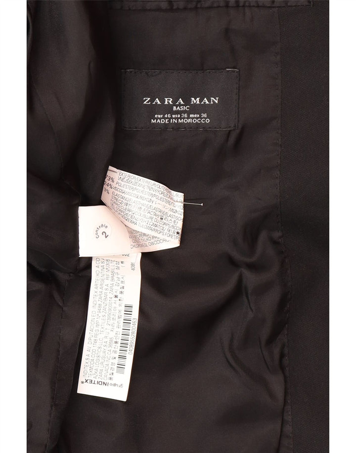 Zara Herren 2-Knopf-Blazerjacke EU 46 Small Schwarz Polyester