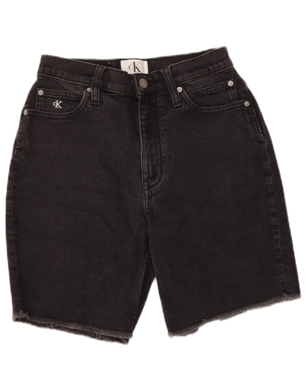 Calvin Klein Damen Mom Denim-Shorts mit hoher Taille, W25, XS, Schwarz