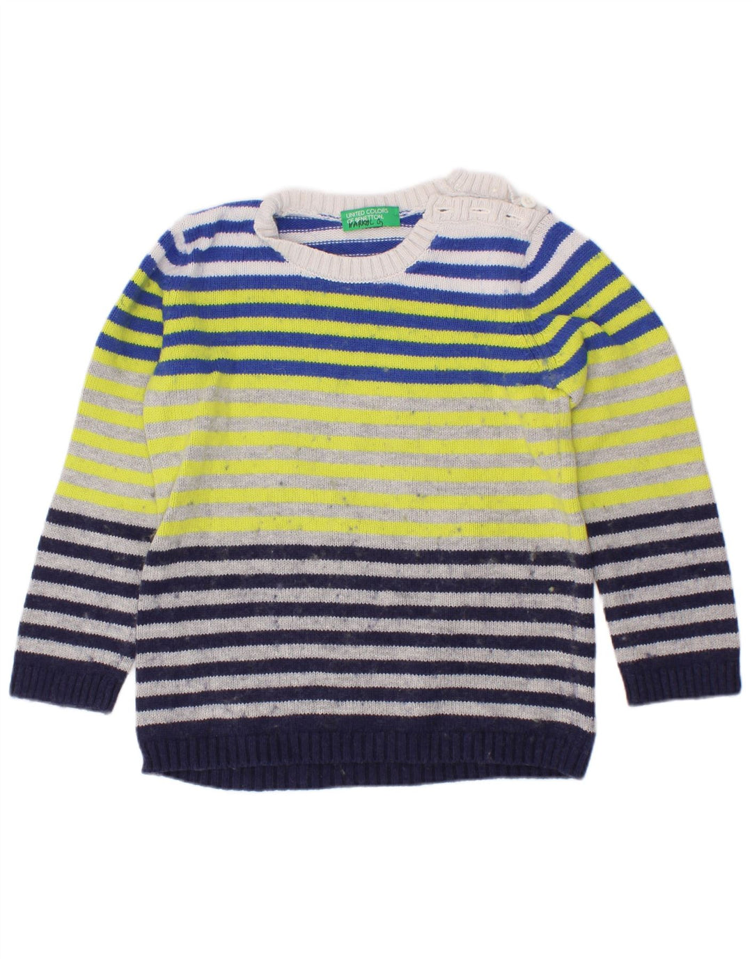Benetton Boys Boat Neck Jumper Sweater 3-4 Years Multicoloured Striped
