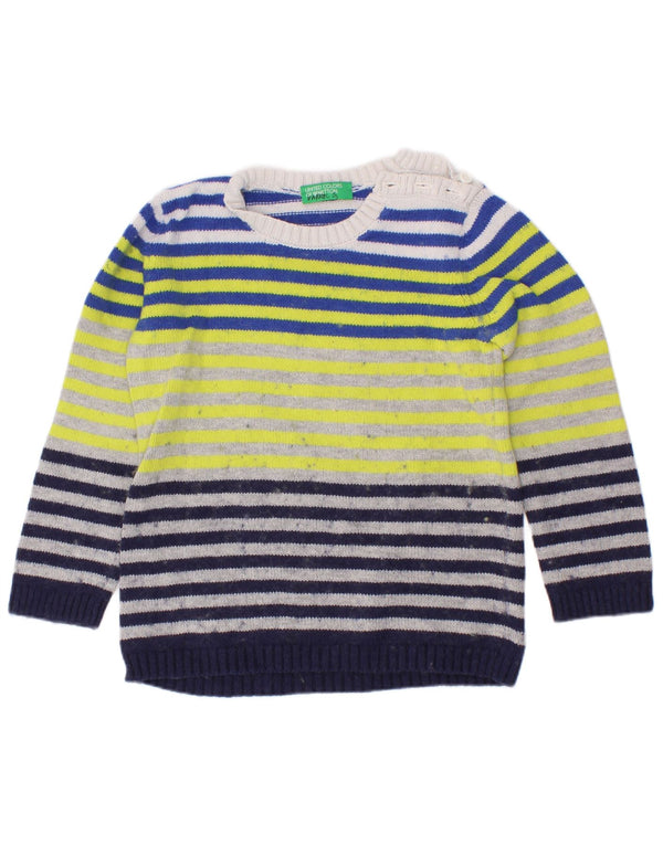 Maglione Bambino Benetton Con Scollo A Barca 3-4 Anni A Righe Multicolore