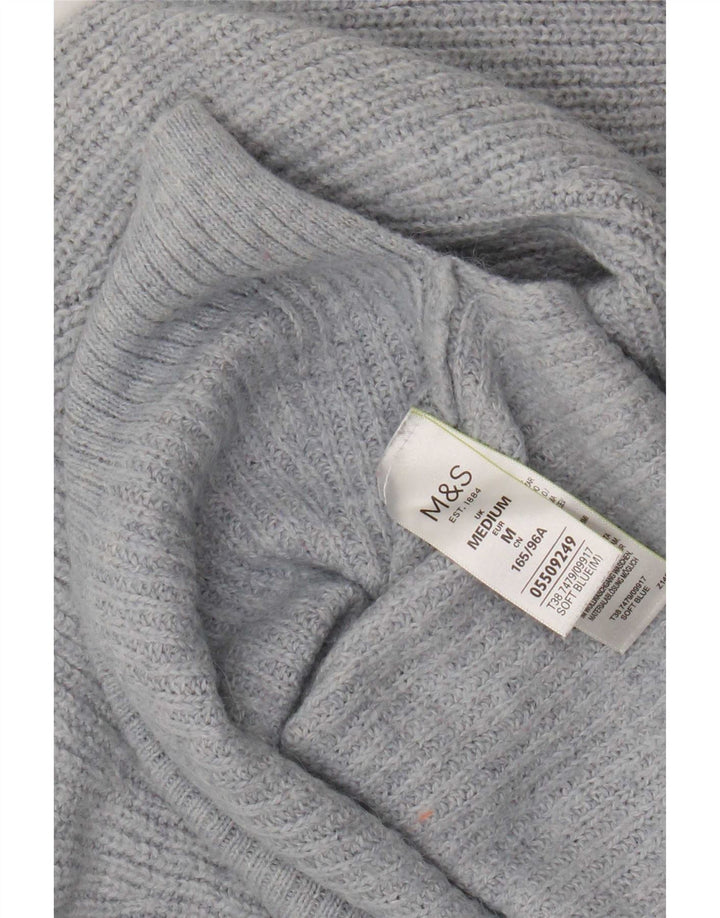 Marks & Spencer Womens Crop Boat Neck Jumper Sweater UK 14 Medium Blue