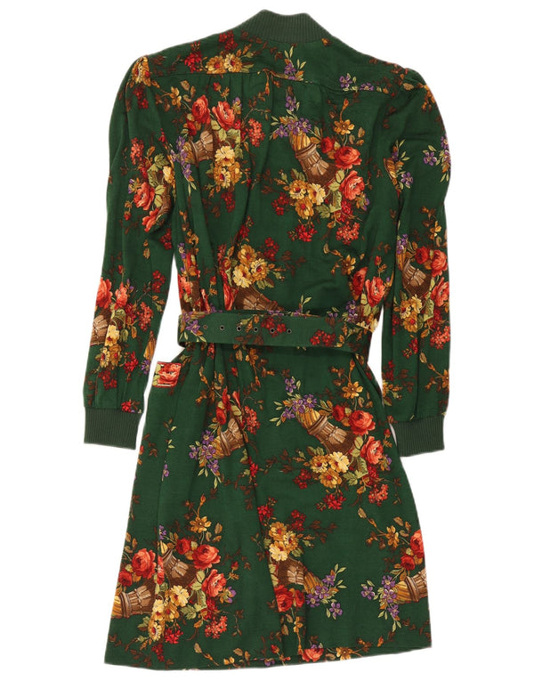 Botto Womens Long Sleeve Sheath Dress UK 14 Medium Green Floral