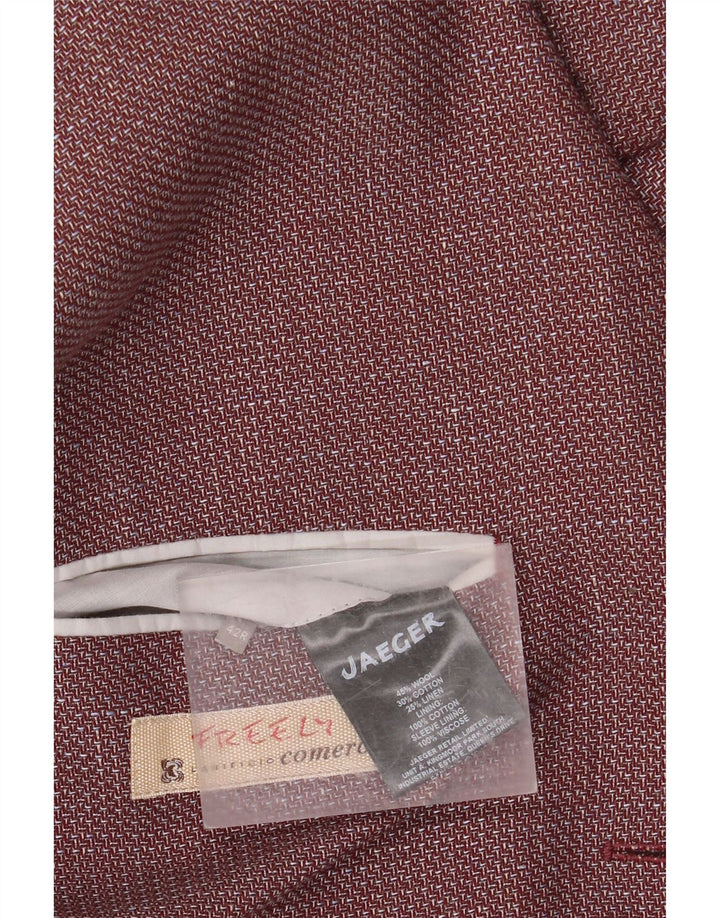 JAEGER Herre 2-knaps blazerjakke UK 42 XL Burgundy Chevron Wool
