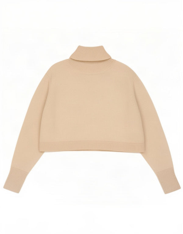 Damski sweter Zara Crop Oversize z golfem UK 10 Small Off White