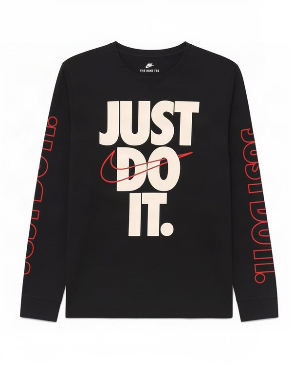 Nike Maglia da uomo con taglio atletico grafico a maniche lunghe grande in cotone nero