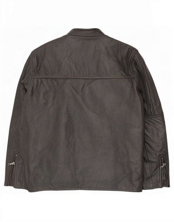 Chaqueta de cuero vintage para hombre Reino Unido 46 3XL Negro