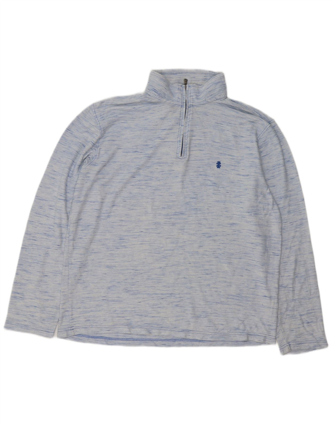IZOD Mens Zip Neck Pullover Tracksuit Top XL Blue Flecked Cotton