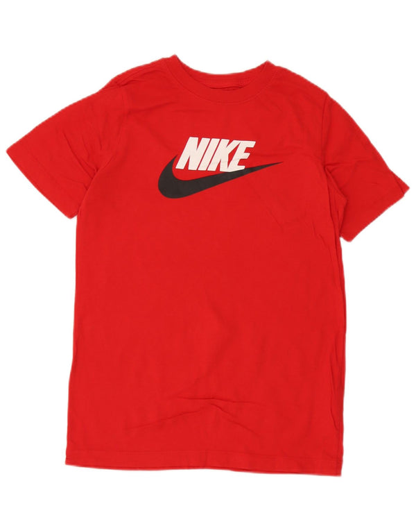 T-shirt grafica Nike da ragazzo, maglietta grande, 12-13 anni, rossa, in cotone