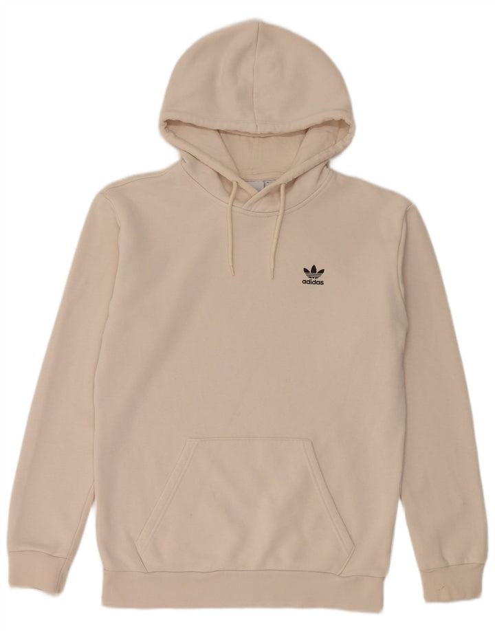 Adidas Mens Hoodie Jumper Small Beige Cotton