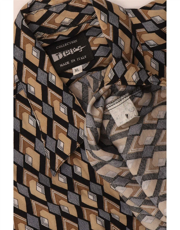 Tipo' S Mens Short Sleeve Shirt XL Multicoloured Geometric Cotton