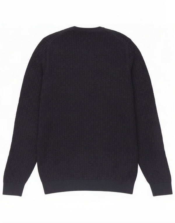 Massimo Dutti Mens Crew Neck Jumper Sweater Medium Navy Blue Cotton