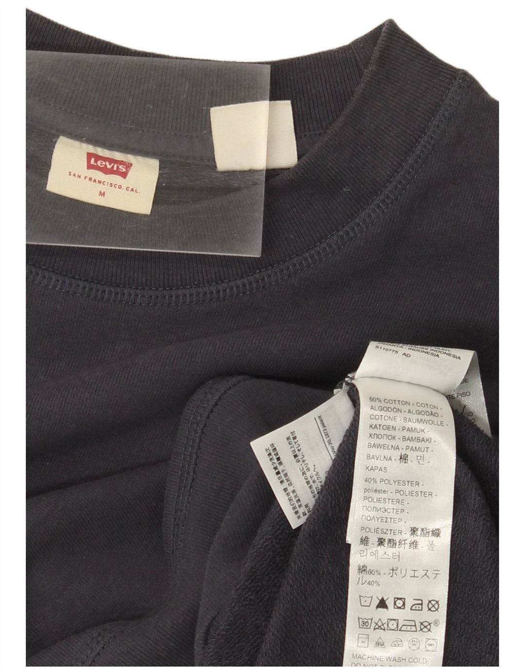 Levi's Womens Graphic Sweatshirt Jumper UK 14 Medium Navy Blue Cotton