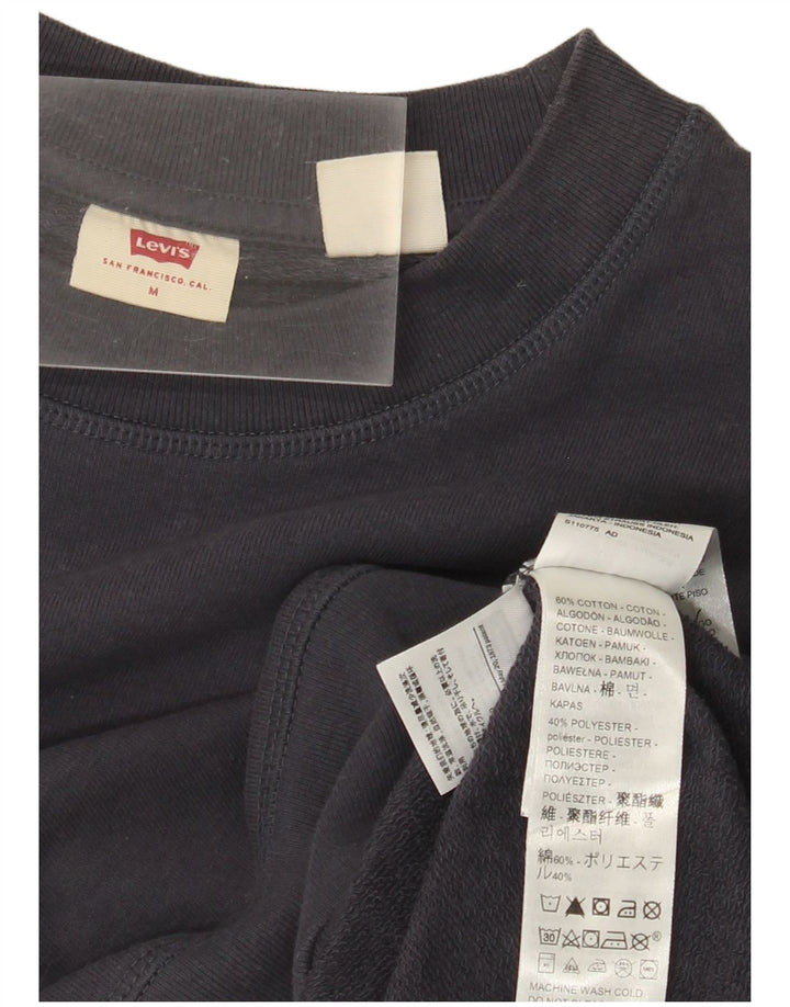 Levi's Womens Graphic Sweatshirt Jumper UK 14 Medium Navy Blue Cotton