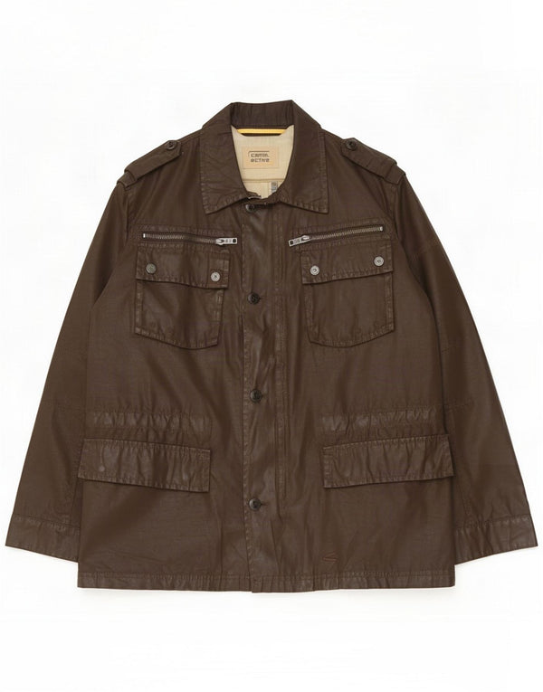 Camel Active Herre vokset bomuld Utility Jacket UK 42 XL Brun