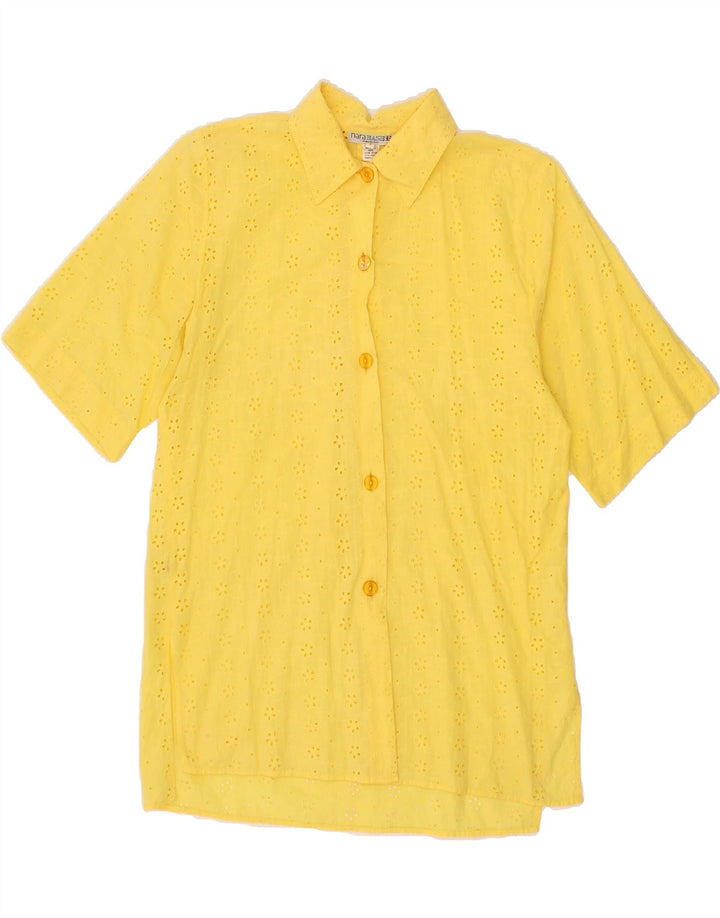 NARACAMICIE Womens Short Sleeve Shirt UK 12 Medium Yellow Cotton Vintage Naracamicie and Second-Hand Naracamicie from Messina Hembry 