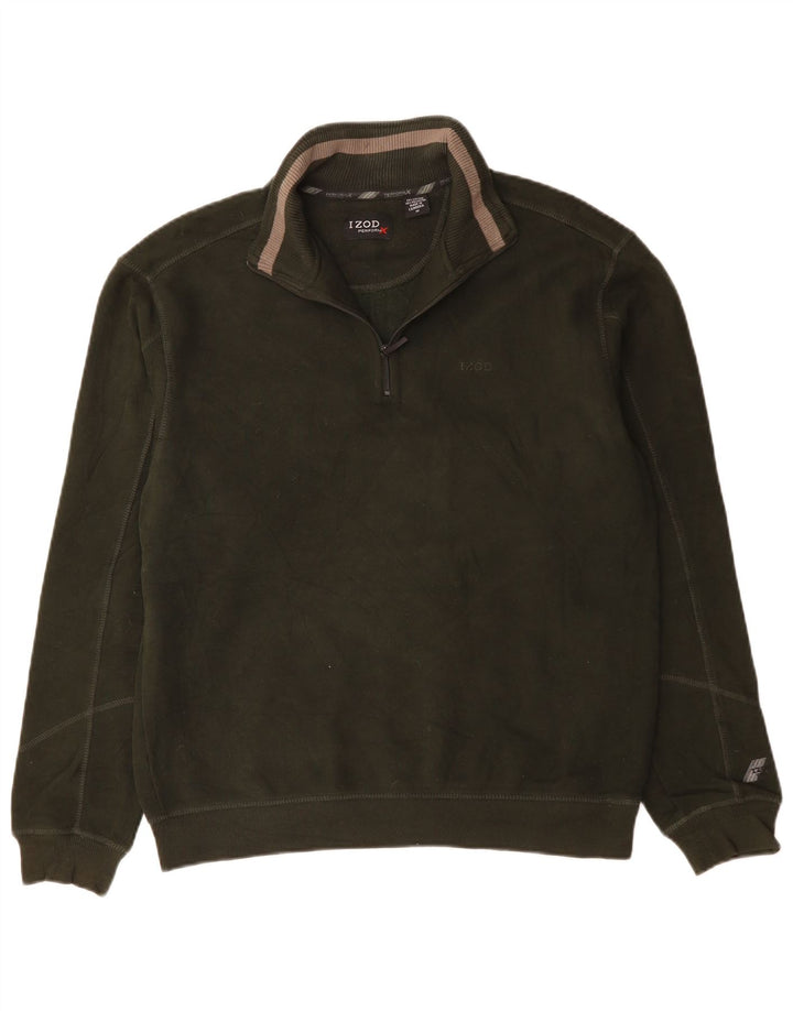 IZOD Męski sweter z zamkiem błyskawicznym, średniej wielkości bawełna khaki