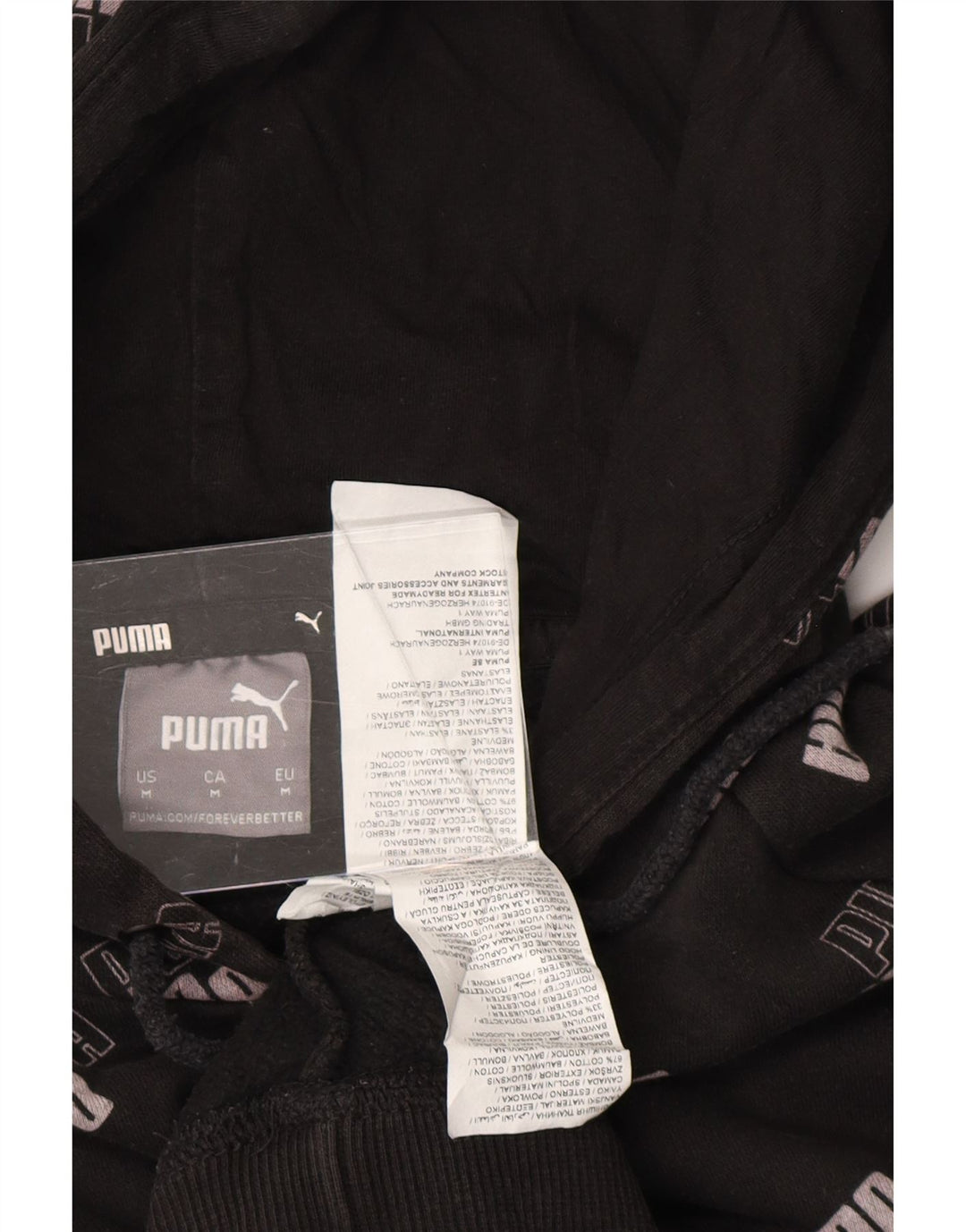 PUMA Mens Graphic Hoodie Jumper Medium Black Cotton