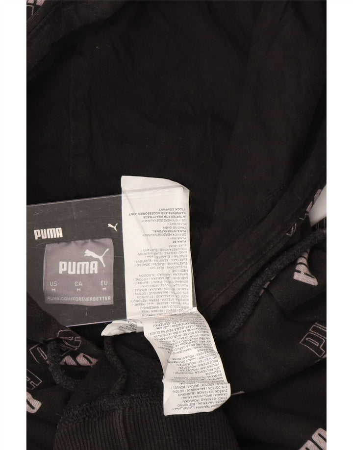 PUMA Mens Graphic Hoodie Jumper Medium Black Cotton