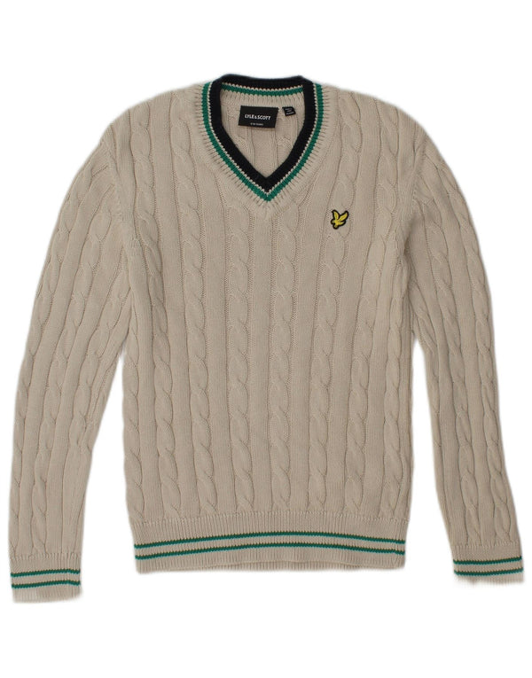 Lyle & Scott Jungen-Pullover mit V-Ausschnitt, 9–10 Jahre, weiße Baumwolle