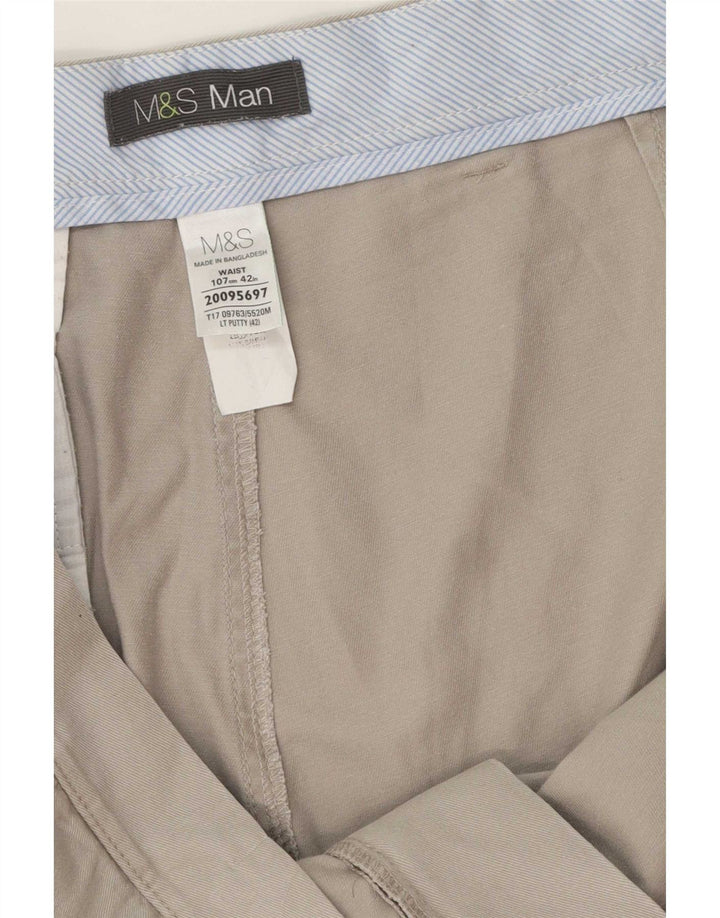 Marks & Spencer Mens Chino Shorts W42 2XL Grey Cotton