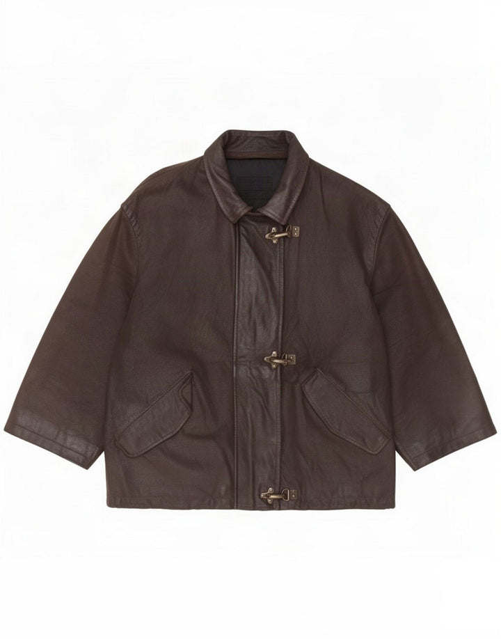 Giacca in pelle vintage da donna IT 44 Marrone medio