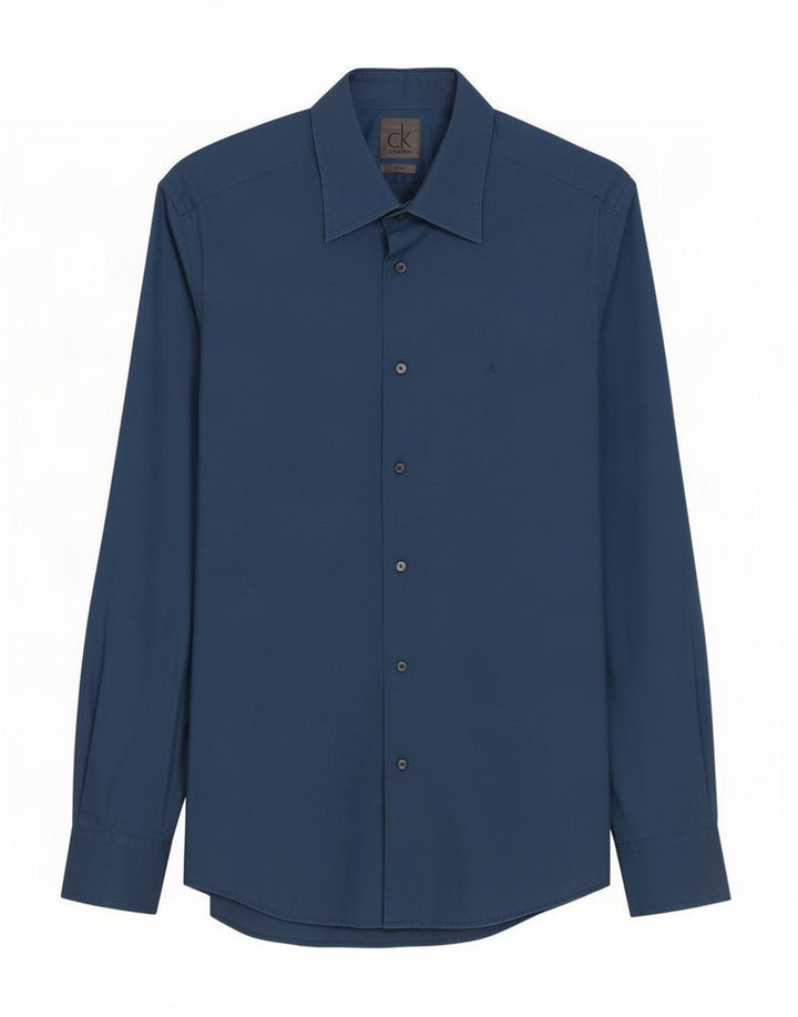 Camicia slim fit da uomo Calvin Klein in cotone blu medio