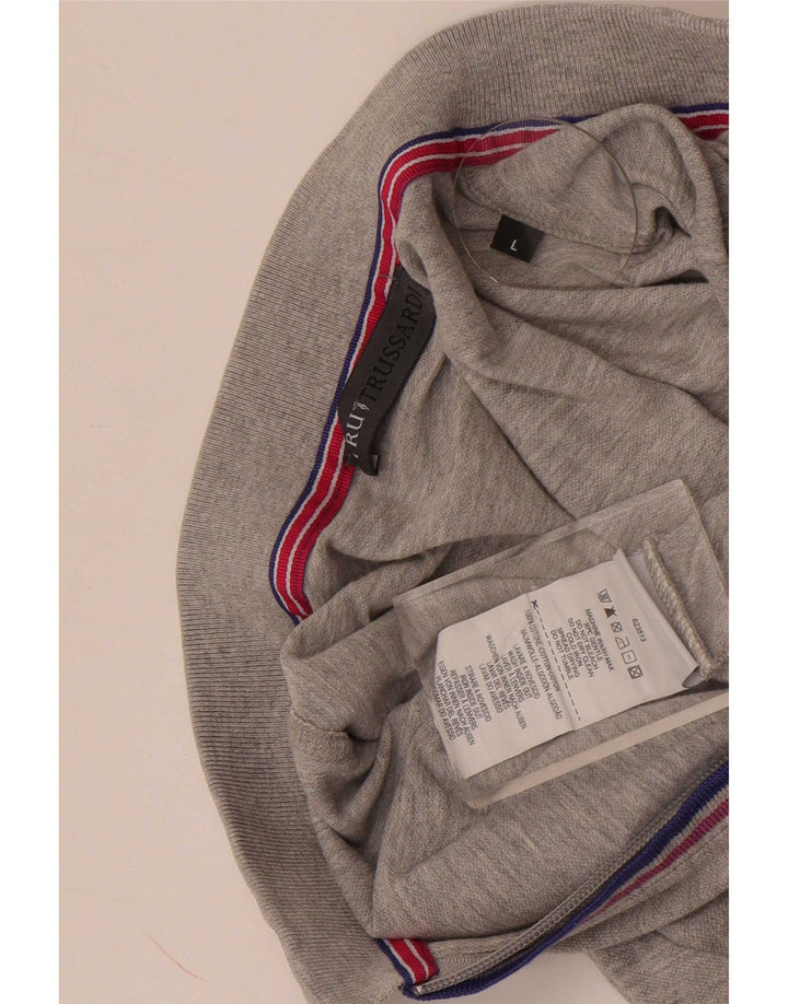Polo Homme Trussardi Large Gris Rayé Coton