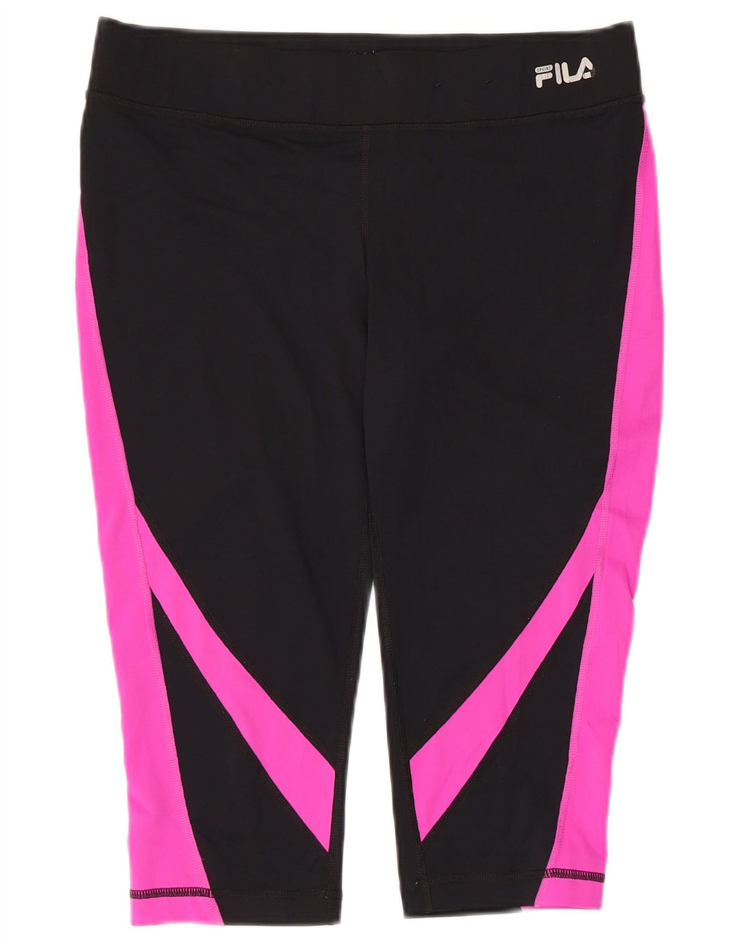 Fila Womens Capri Leggings UK 14 Medium Black Colourblock Polyester